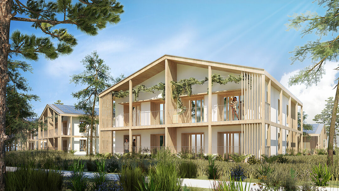Construction de 14 logements sociaux mixte bois/paille à Ychoux