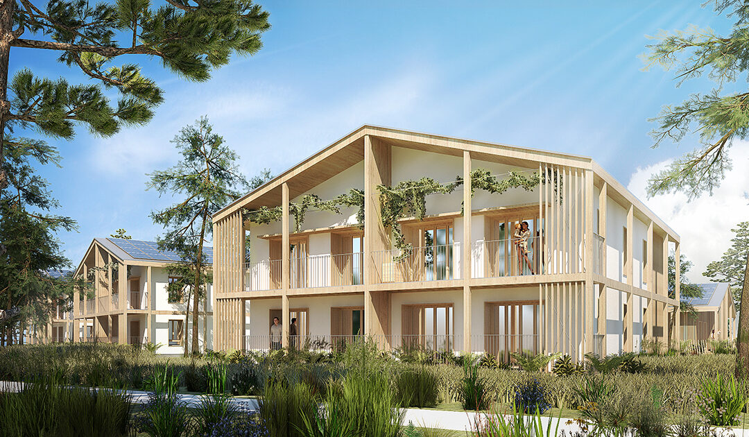 Construction de 14 logements sociaux mixte bois/paille à Ychoux